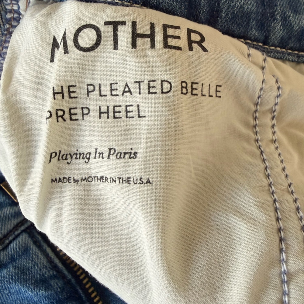 CLARE V x MOTHER PLEATED BELL PREP HEELED WIDE LEG JEANS PLAYING‎ IN PARIS SZ 28 - Picture 13 of 14